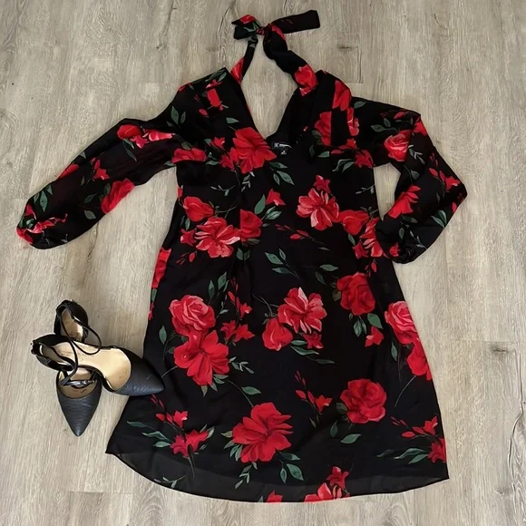 INC International Concepts | Dresses | Hot Hot Sexy Black Dress With Red  Roses Size M | Poshmark